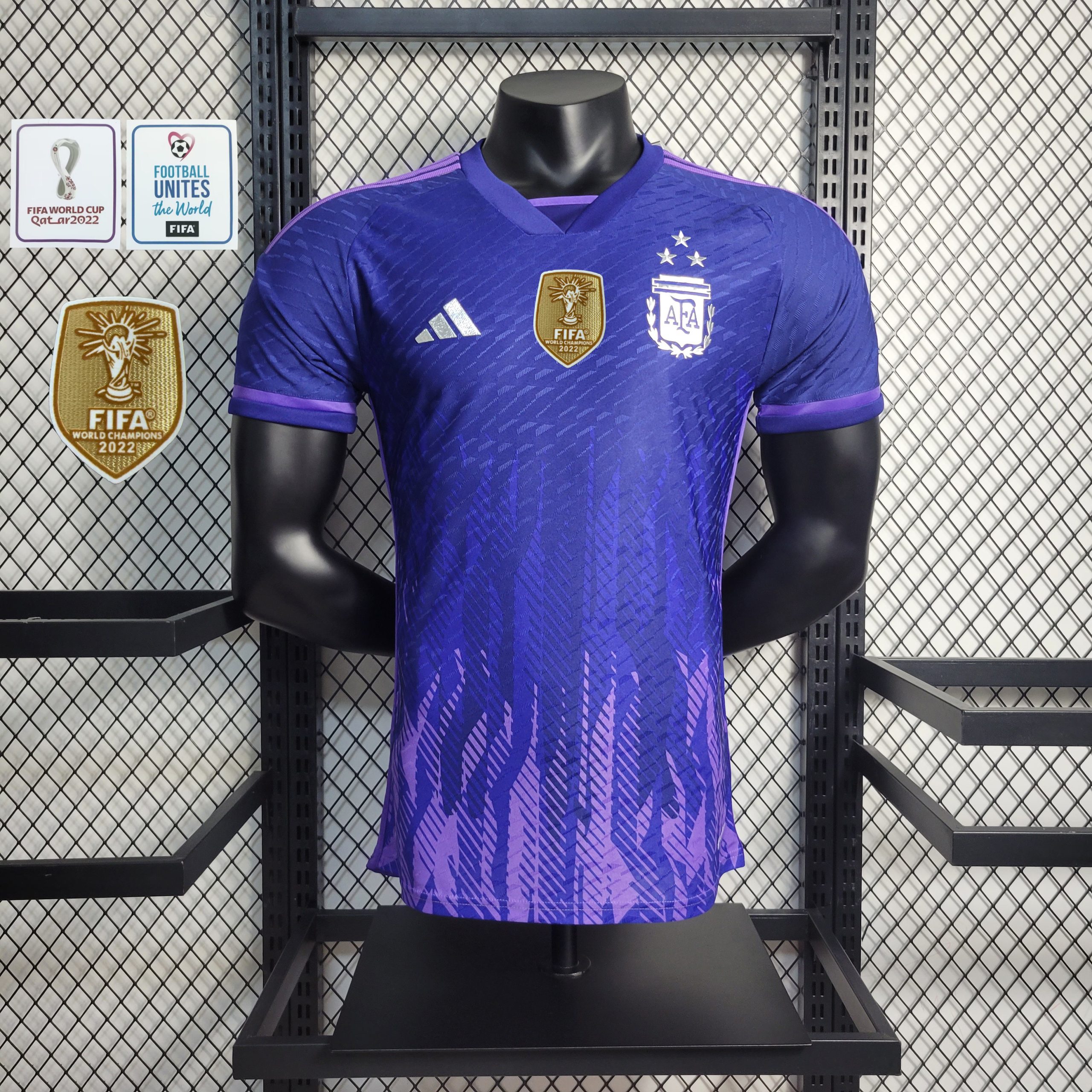 2022 Argentina World Cup Away 3-Star Retro Jersey Player Version