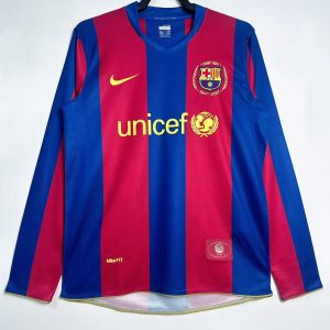 Barcelona 2007/08 Home Retro Jersey (Fan Version, Long Sleeve)