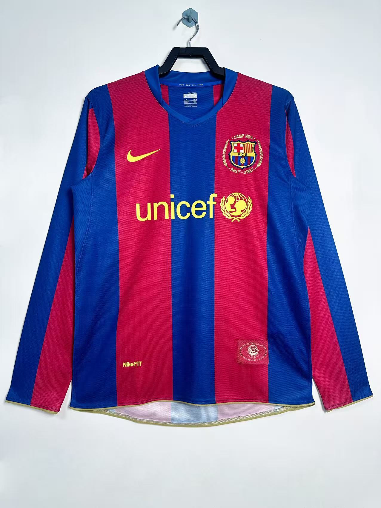 Barcelona 2007/08 Home Retro Jersey (Fan Version, Long Sleeve)