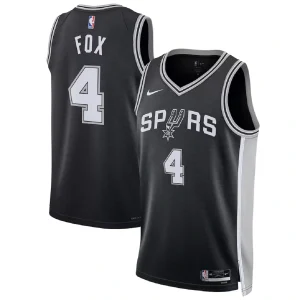 San Antonio Spurs De'Aaron Fox #4 Black Swingman Jersey - Icon Edition