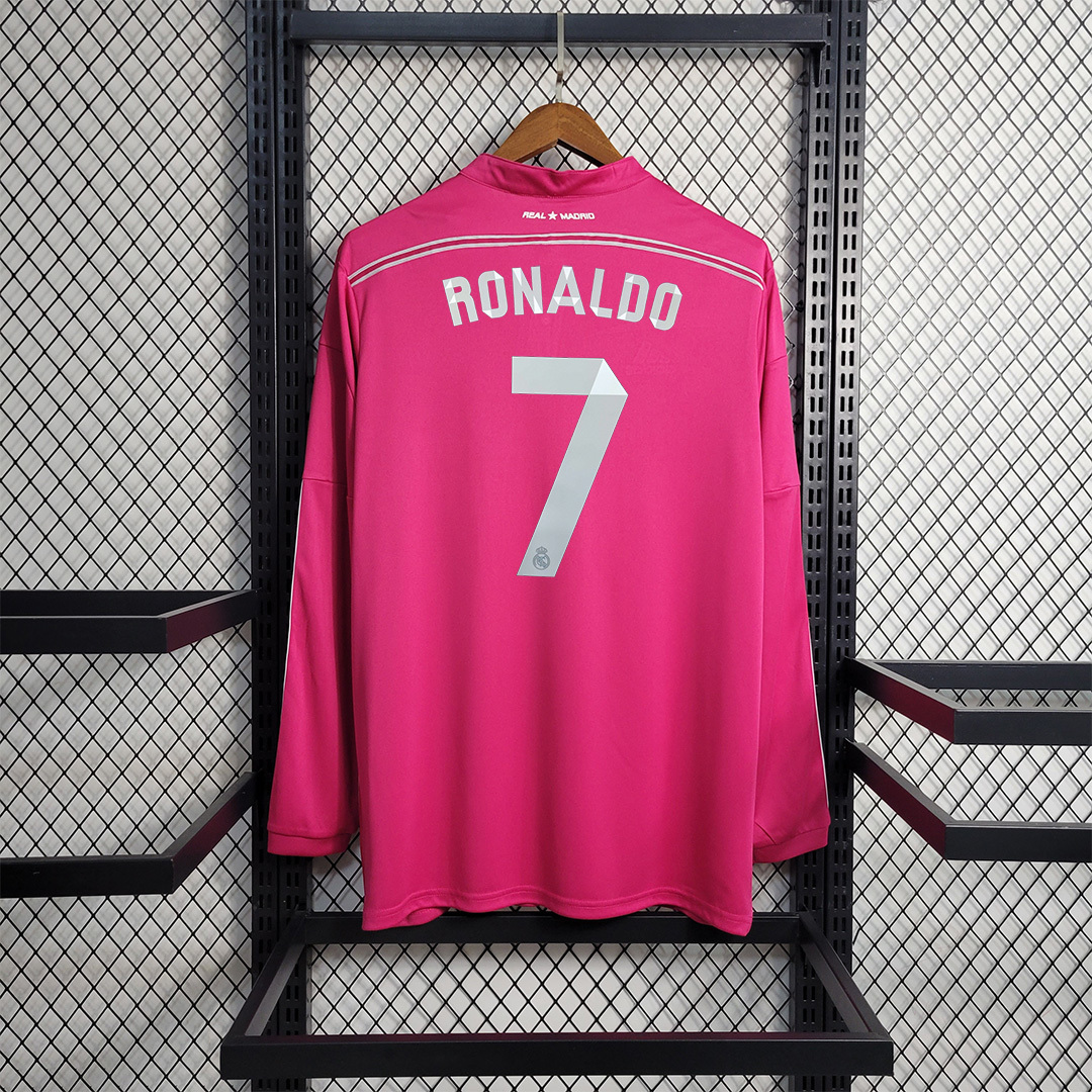 2014/15 Real Madrid Away Retro Jersey Pink Long Sleeve - Image 4