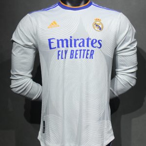 Real Madrid 2021/22 Home Retro Jersey (Player Version, Long Sleeve)