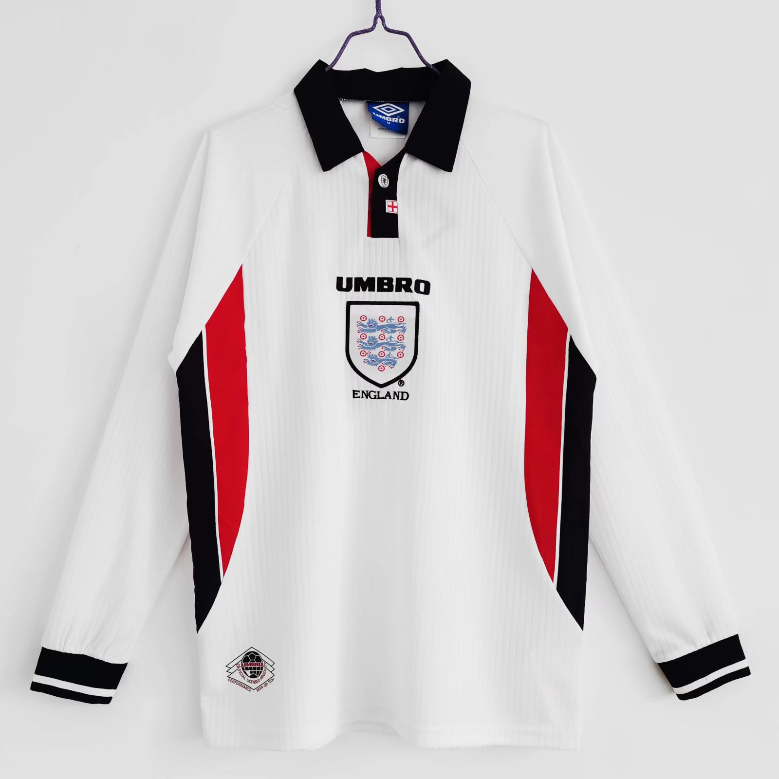 England 1998 World Cup Home Retro Jersey (Fan Version, Long Sleeve)
