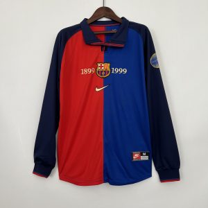 1999/00 Barcelona Home 100th Anniversary Retro Jersey Fan Version Long Sleeve