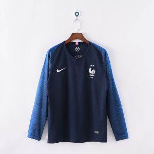 2018 France World Cup Home Champion 2 Stars Retro Jersey Fan Version Long Sleeve