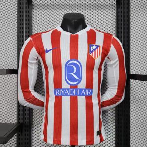 Atletico Madrid 2025/26 Home Jersey (Player Version, Long Sleeve)