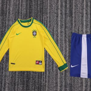 Brazil 1998 World Cup Home Retro Kids Jersey (Long Sleeve)