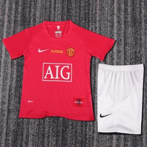 Manchester United 2007/08 Champions League Home Kids Kit