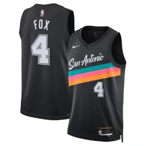 San Antonio Spurs De'Aaron Fox #4 Black Swingman Jersey 2025/26 - City Edition