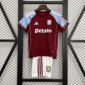 Aston Villa 2025/26 Home Kids Kit