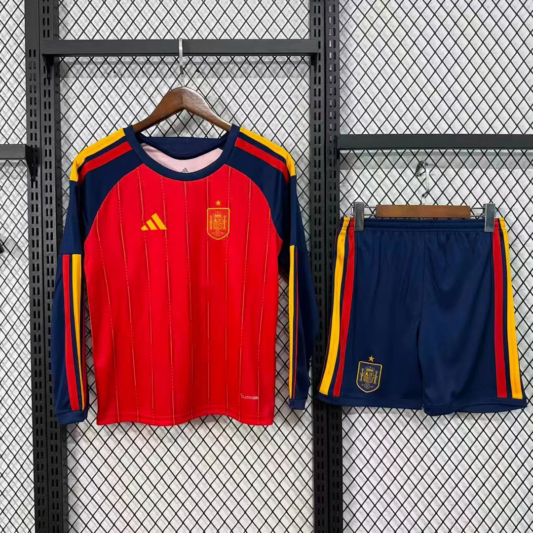 Spain 2026 World Cup Home Kids Jersey (Long Sleeve)