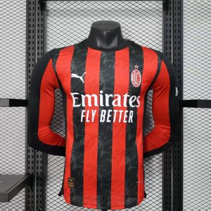 AC Milan 2025/26 Home Jersey (Player Version, Long Sleeve)