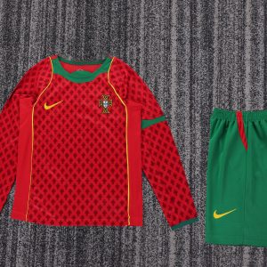 Portugal 2004 Euro Home Retro Kids Jersey (Long Sleeve)