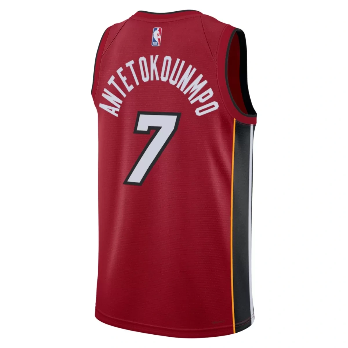 Miami Heat Giannis Antetokounmpo #7 Red Swingman Jersey - Statement Edition - Image 2
